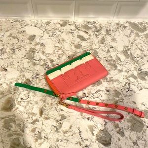Tory Burch pink and green bracelet and wristlet